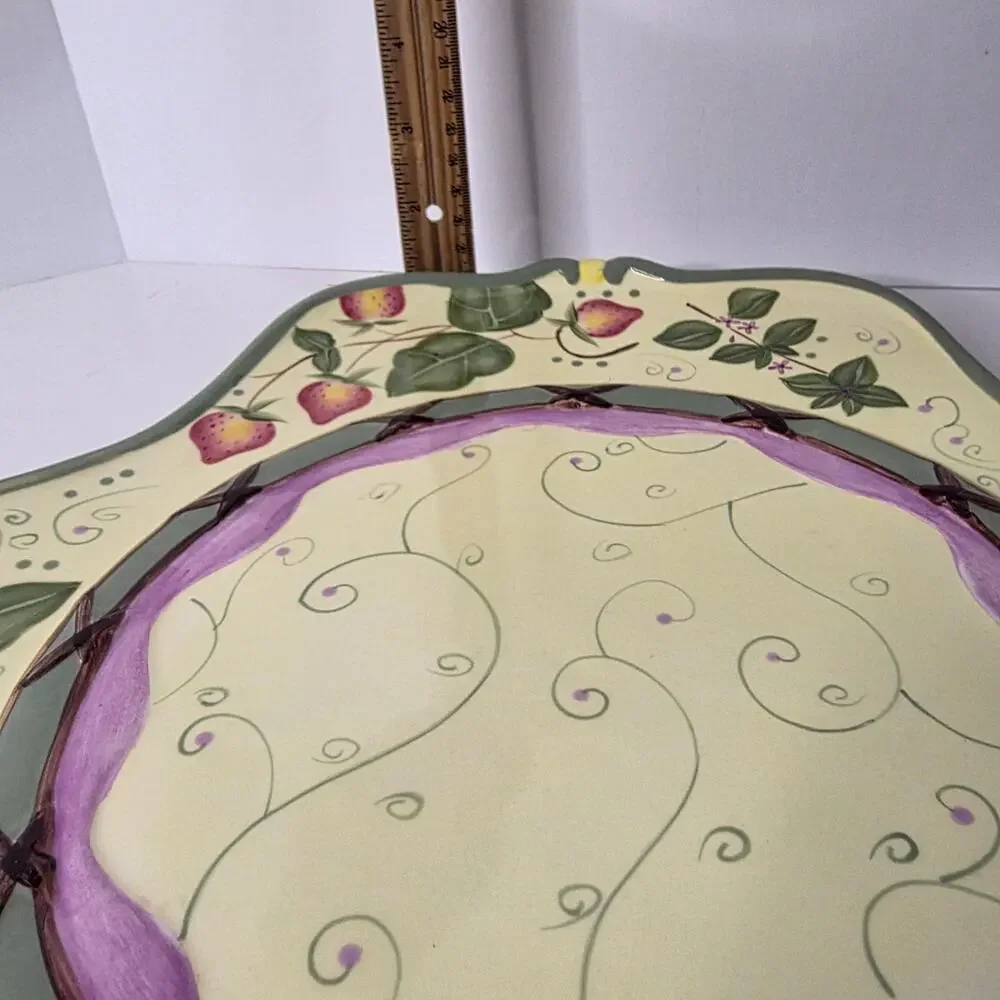PartyLite Strawberry Fields Garden Lites Ceramic Candle Tray Platter
